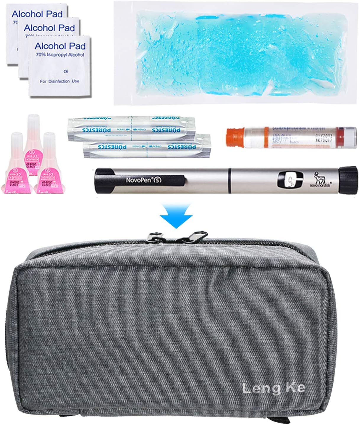 Portable Insulin Travel Case - Medication Diabetic Supplies Organizer Medical Bag by YOUSHARES (Grey): Health & Personal Care