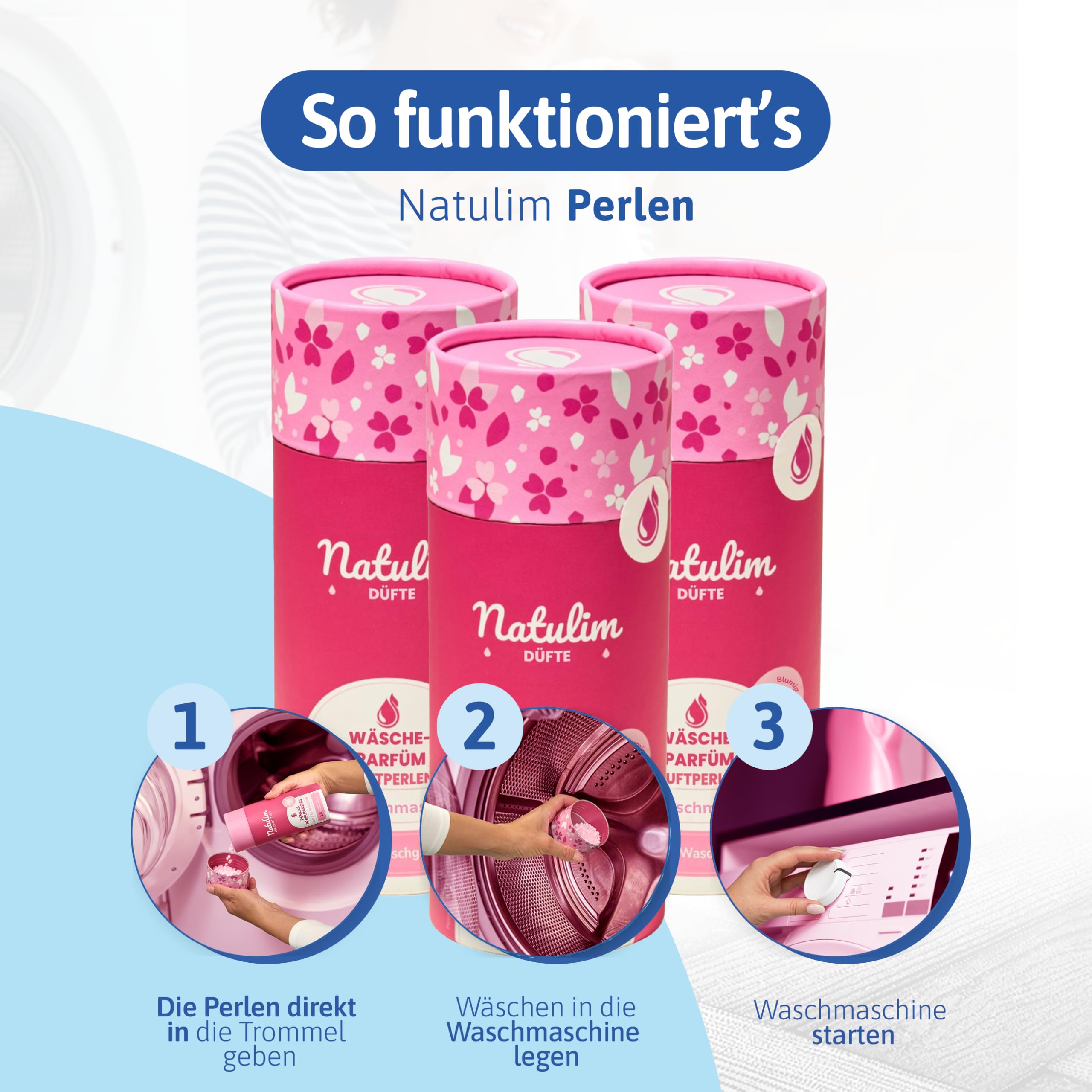 Natulim Wäscheparfüm Duftperlen Waschmaschine Wäscheduft Perlen für empfindliche Haut und alle Textilien nachhaltige Wäscheperlen mit langanhaltender Blumenduft für 30 Waschgänge Made in EU 4