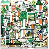 63Pcs Ireland Stickers Pack, Aesthetic Vinyl Waterproof Sticker Decals for Water Bottle,Laptop,Phone,Skateboard,Scrapbooking,Bumper for Party Supply Decor Favor