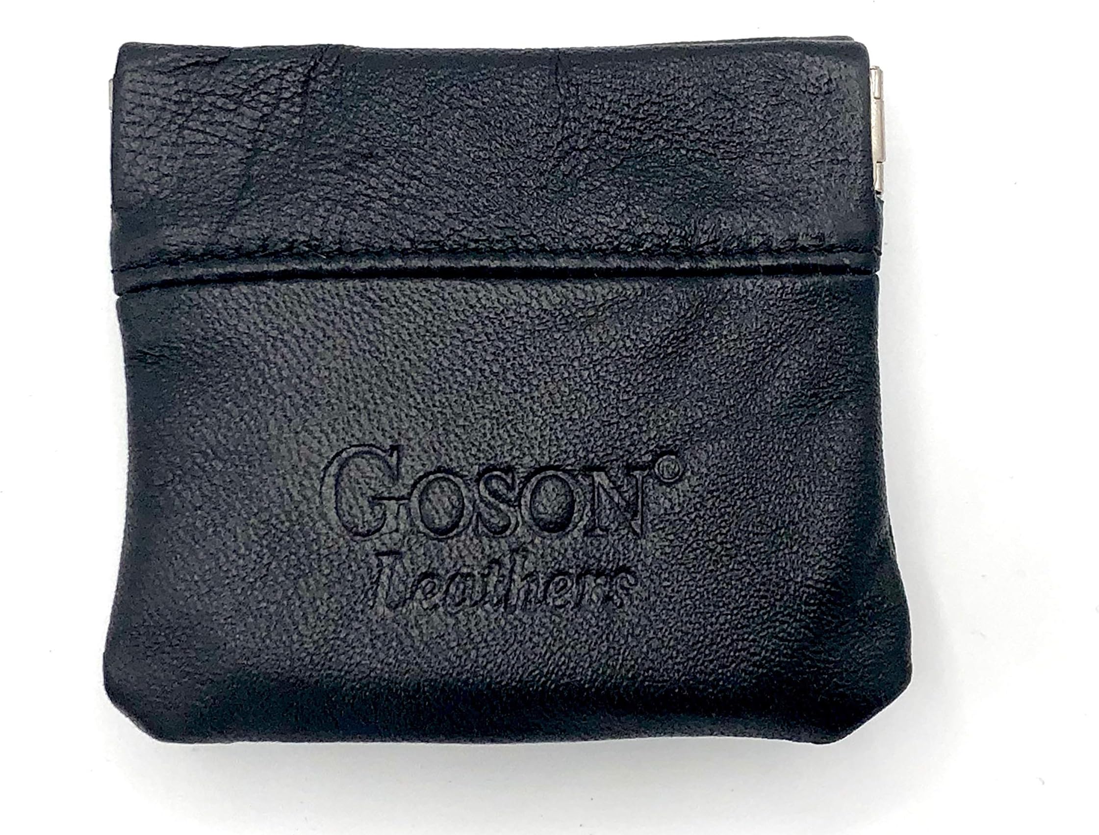 Goson Classic Leather Squeeze Coin Purse change Holder For Men and Women, Pouch size 3.50 in X 3.25 in