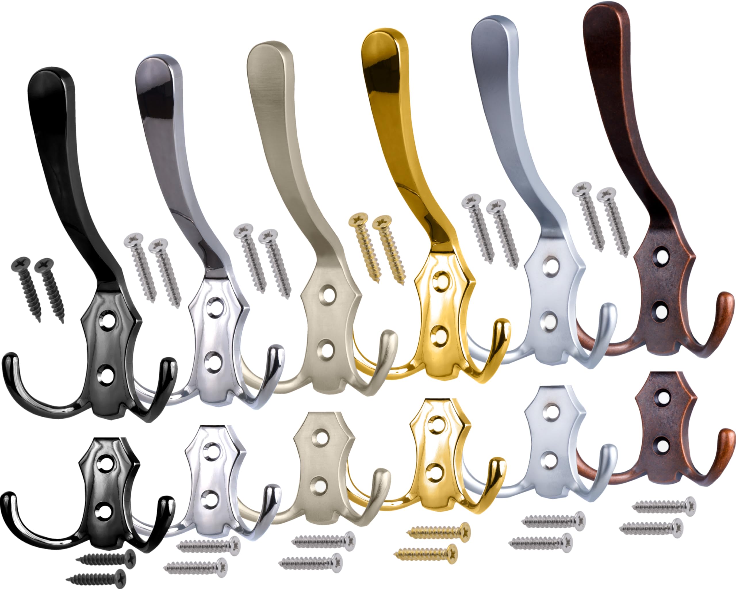 Wall coat hooks with a stainless steel finish, silver