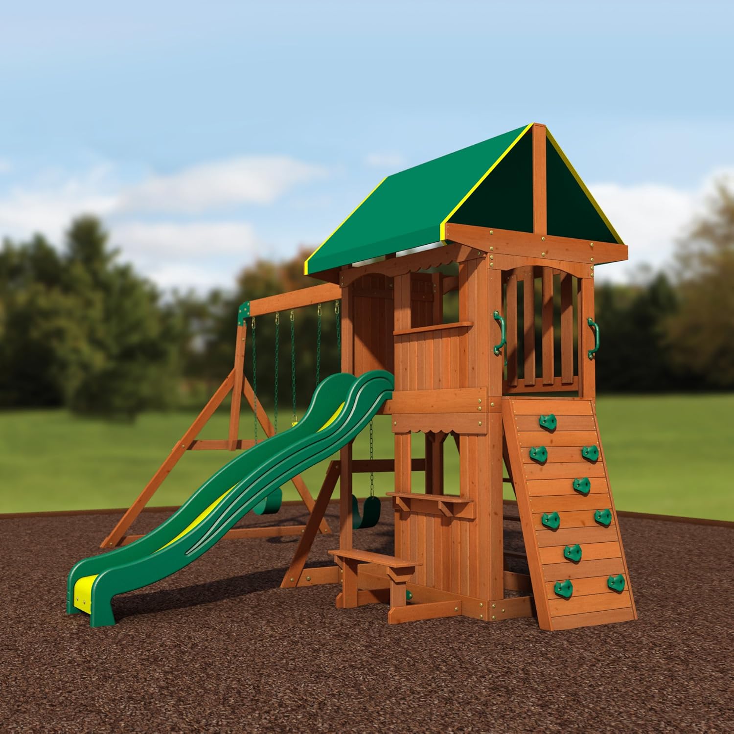 Amazoncom Backyard Discovery Somerset All Cedar Wood Playset Swing
