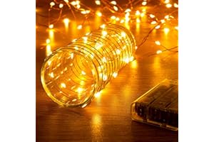 Ariceleo 1 Pack 16.4ft Battery Operated String Lights with Timer, Warm White with Synchronized Twinkle Mode, Fairy Lights Battery Powered, 50 LEDs, Idea for Christmas Bedroom Party Wedding
