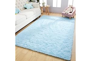 Kelarea Super Soft Shaggy Rug Fluffy Bedroom Carpets, 4x6 Feet Baby Blue, Modern Indoor Fuzzy Plush Area Rugs for Living Room Dorm Home Decorative Kids Girls Children's Floor Rugs