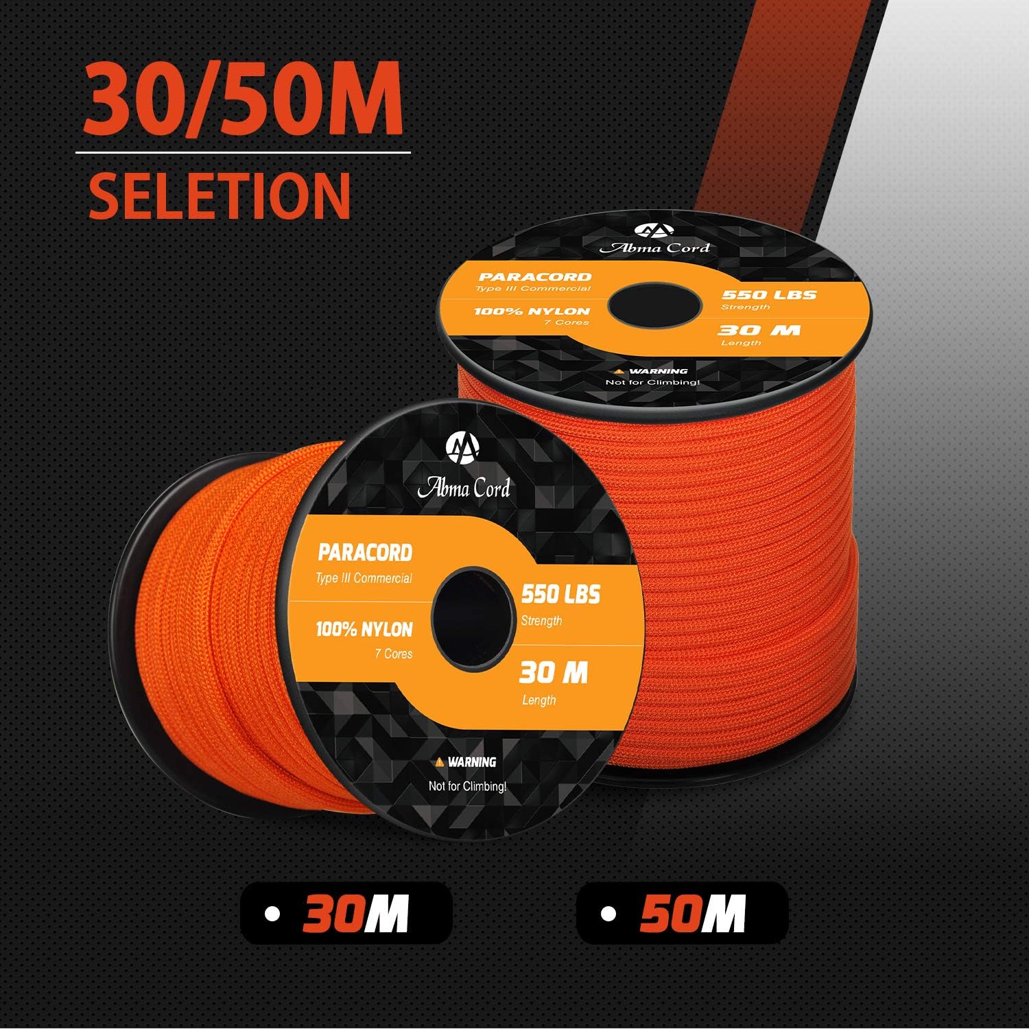 Abma Cord Paracord 550 4mm 30m 100% Nylon Rope Type III 7 Strands Parachute Cord for DIY Camping, Survival, Outdoor - Image 3