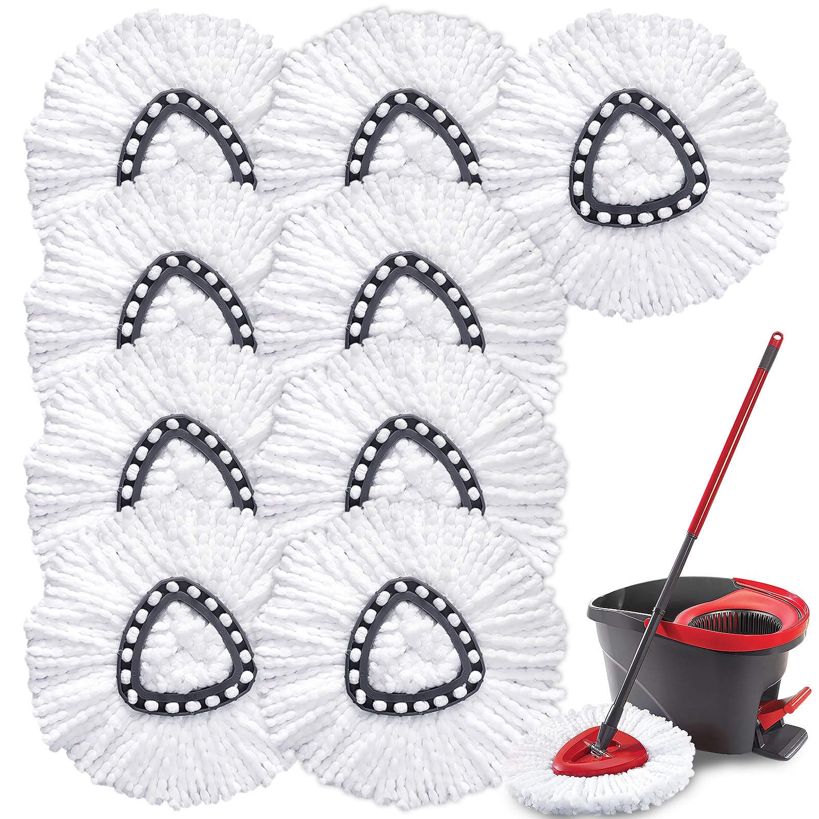 2026 New Version] Mop Head Replacement - 40% More Cleaning Power,3 Pack Spin Mop Replacement Head for Easy Wring 1-Tank System, Easy Cleaning, Microfiber and Machine Washable