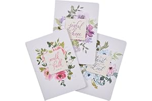 Christian Art Gifts Slim Scripture Notebooks for Women, Be Joyful in Hope/Trust in the Lord/Walk by Faith - Romans/Proverbs Inspirational Bible Verse Variety, Watercolor Lilac Floral Set/3 Large