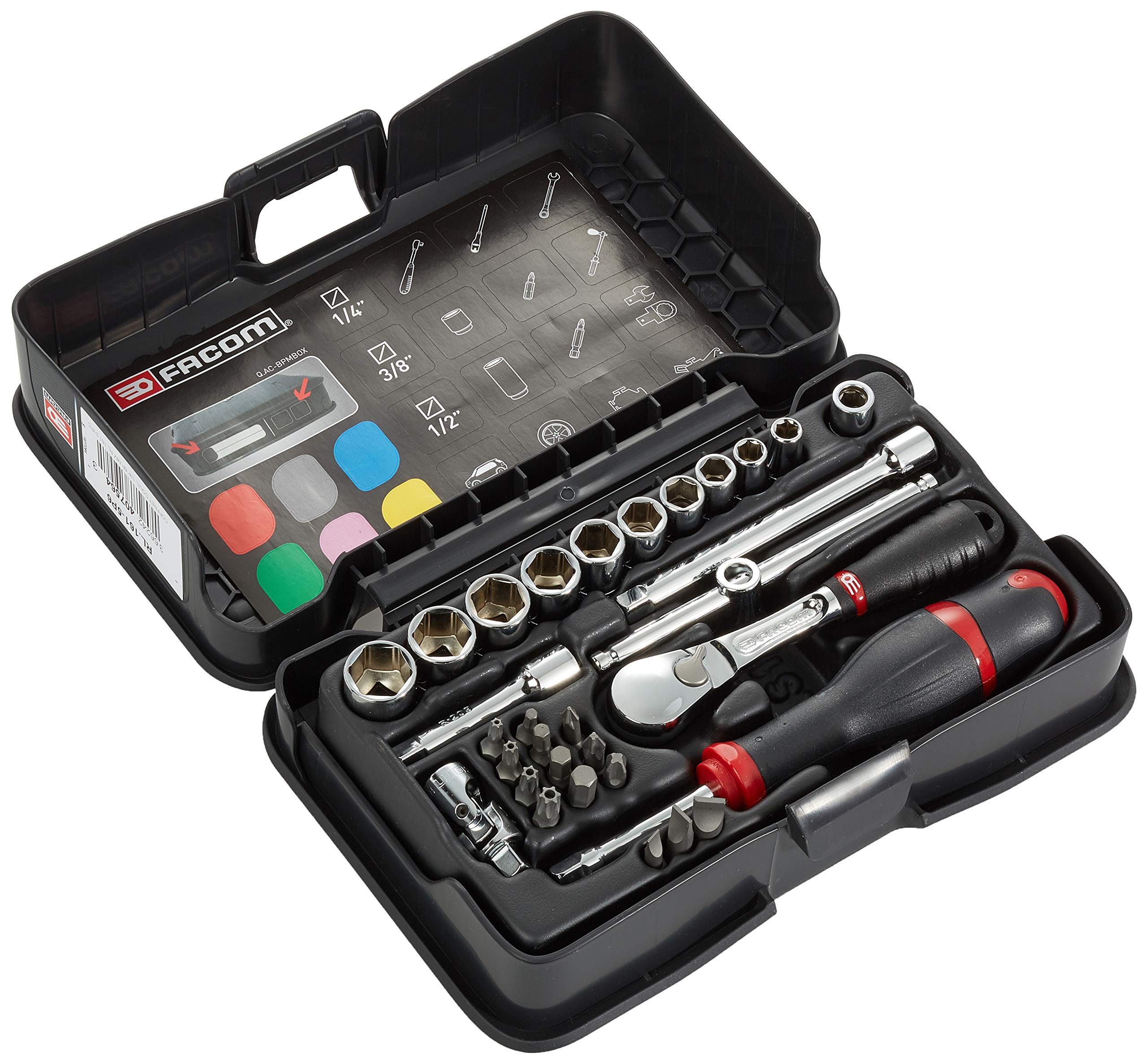 Facom Socket Spanner Set 1/4 Inch RL.161, 31 Pieces RL.161-5P6