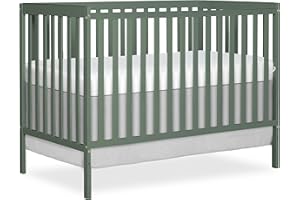 Dream On Me Synergy 5-in-1 Convertible Full-Size Baby Crib with Toddler, Day & Full Bed Conversion in Meadow Green, GreenGuard Gold & JPMA, 3 Mattress Heights, Sustainable Pinewood