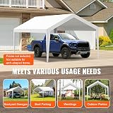 VEVOR 10x20ft Carport Replacement Canopy Cover Heavy-Duty Waterproof White view 8