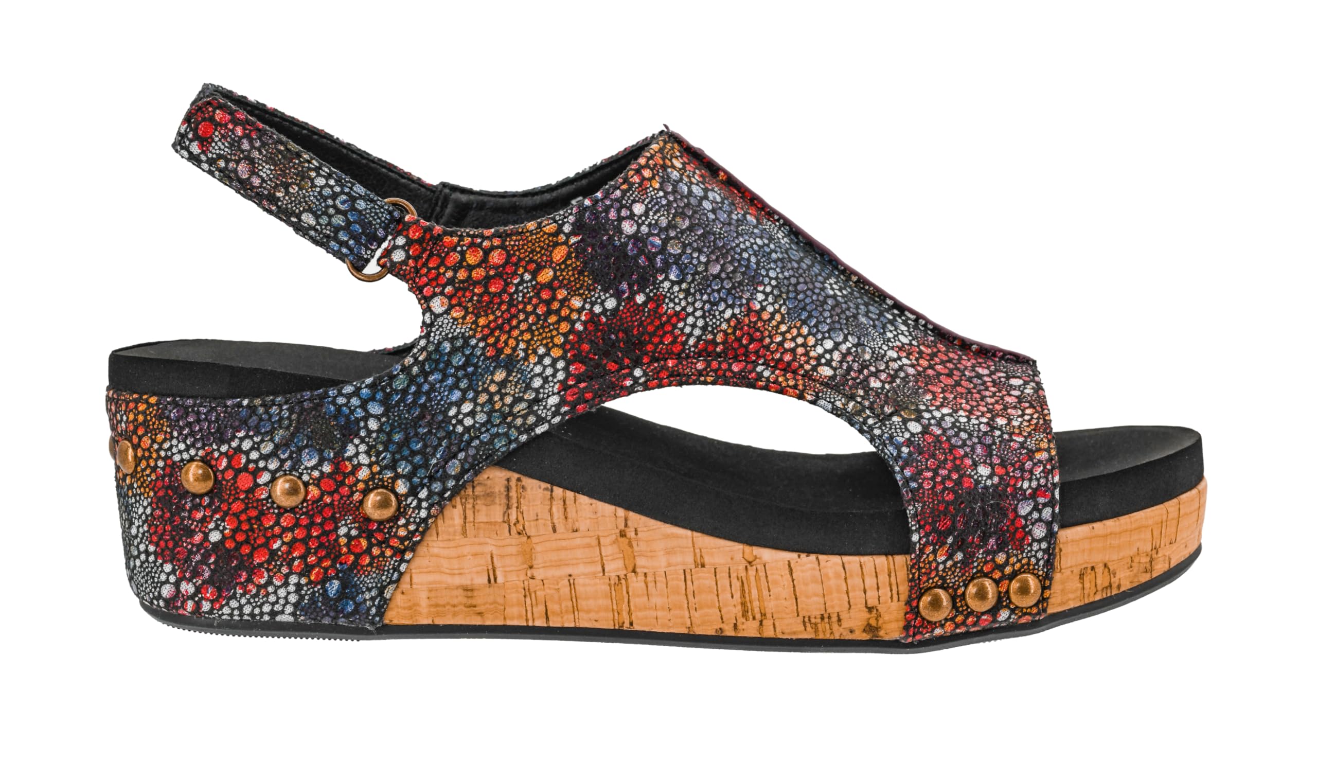 Corkys Footwear Volta Wedge - Chic Elegance Meets All-Year Comfort with a 2-Inch Cork Heel and Marshmallow Insole for Stylish Everyday Wear and All-Day Comfort - Black Washed Floral - Size 11 Image