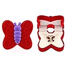 BUTTERFLY Necklace Charm Pendant w/ Crystal Wings in Butterfly Velour Gift Box (Red)