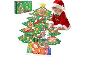 Christmas Puzzles for Kids with 48 Large Pieces - Christmas Tree Shaped Floor Puzzle for Party Decorations, Gifts, and Classr