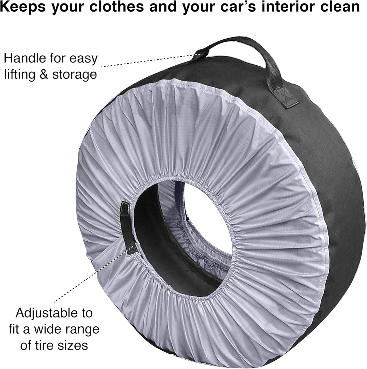 Kurgo Seasonal Tire Tote | Spare Tire Cover | Portable Wheel Bags | Winter Tire Cover | Eco-Friendly Tire Totes | Handle for Easy Transportation | Universal Fit: Automotive