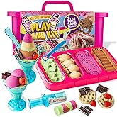 GirlZone Ice Cream Shop Play Sand Kit - Sensory Play for Kids - Magnetic Sand Toys for Creative Fun - 2 lb, Multicolor, 22 Pieces, Ages 7+