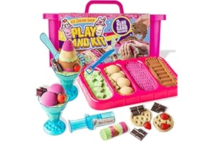 GirlZone Ice Cream Shop Play Sand Kit - Sensory Play for Kids - Magnetic Sand Toys for Creative Fun - 2 lb, Multicolor, 22 Pieces, Ages 7+