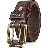OZNDAS Real Leather Belts for Men Work Heavy Duty Double Prong Men's Belt Jeans Casual Mens Belts Leather Christmas Gifts