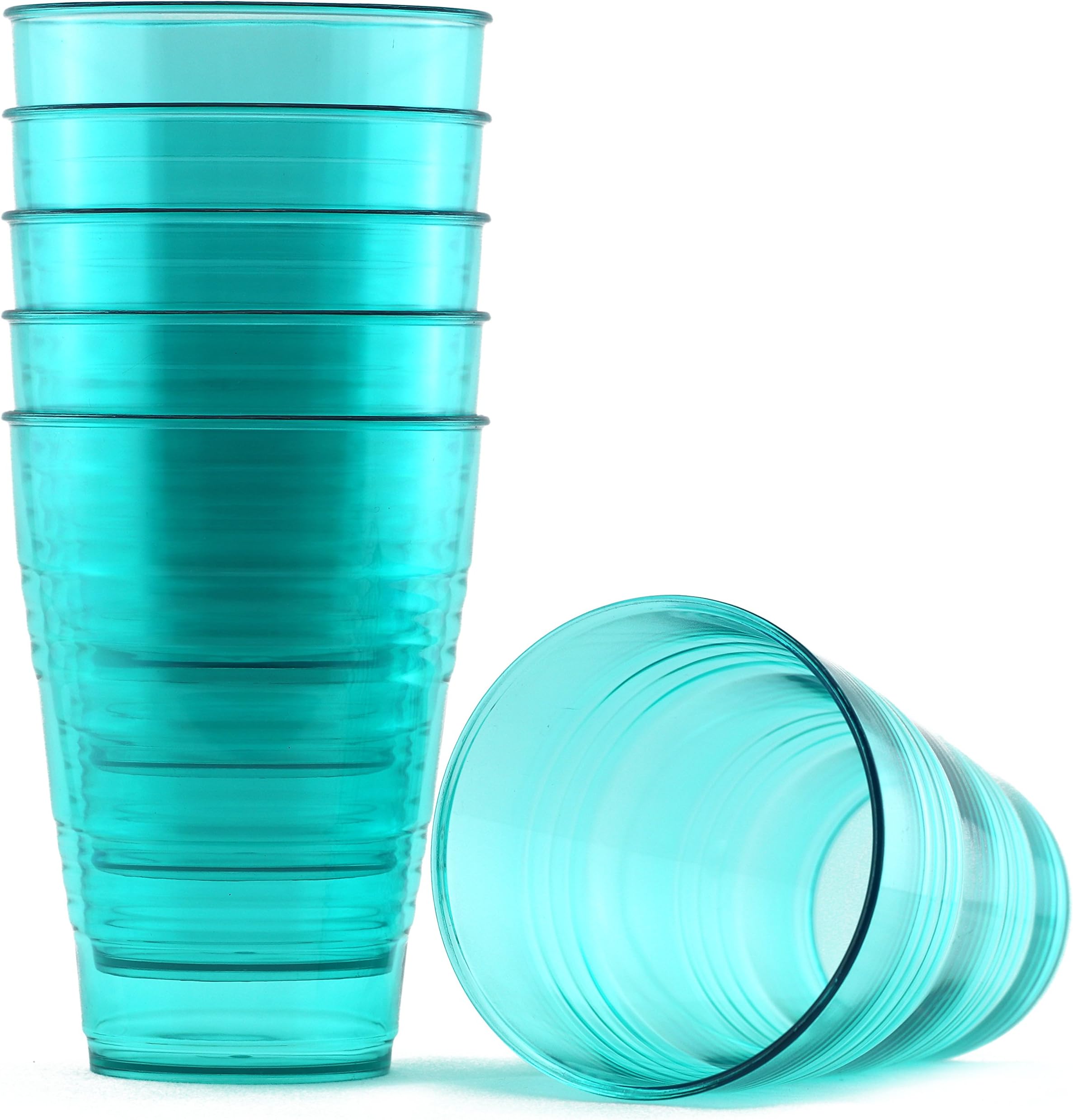 FLEXLINE 20oz Tumblers – Premium Break-Resistant Hard Plastic Cups – Set of 6 – Turquoise Blue Color