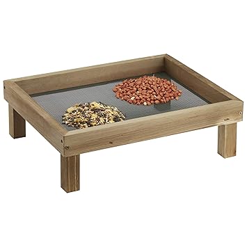 Happy Beaks Wooden Ground Bird Feeder Tray Garden Feeding Station