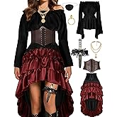 CICOCI Pirate Costume Women Outfits Renaissance Corset Steampunk Skirt Top Pirate Accessories Full Halloween Costume