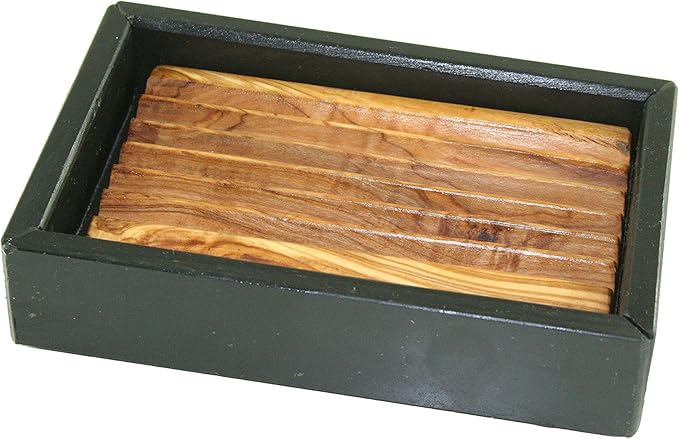 D, o.m. Jabonera de pizarra y de madera de olivo 14 cm: Amazon.es: Hogar