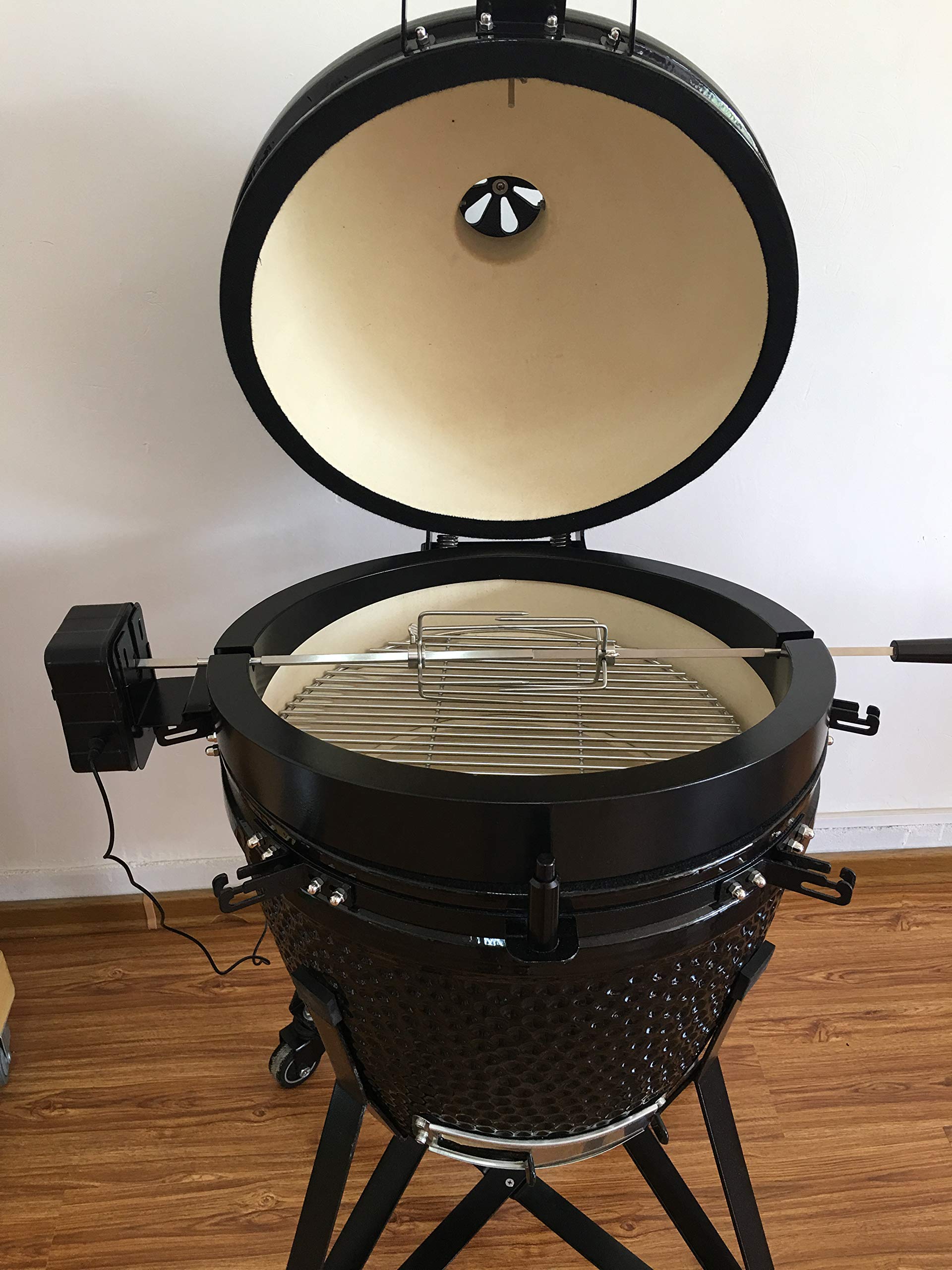 YNNI KAMADO TQKJZ23 23" Powered Stainless Steel Rotisserie for 23" or similar UK plug TQKJZ23