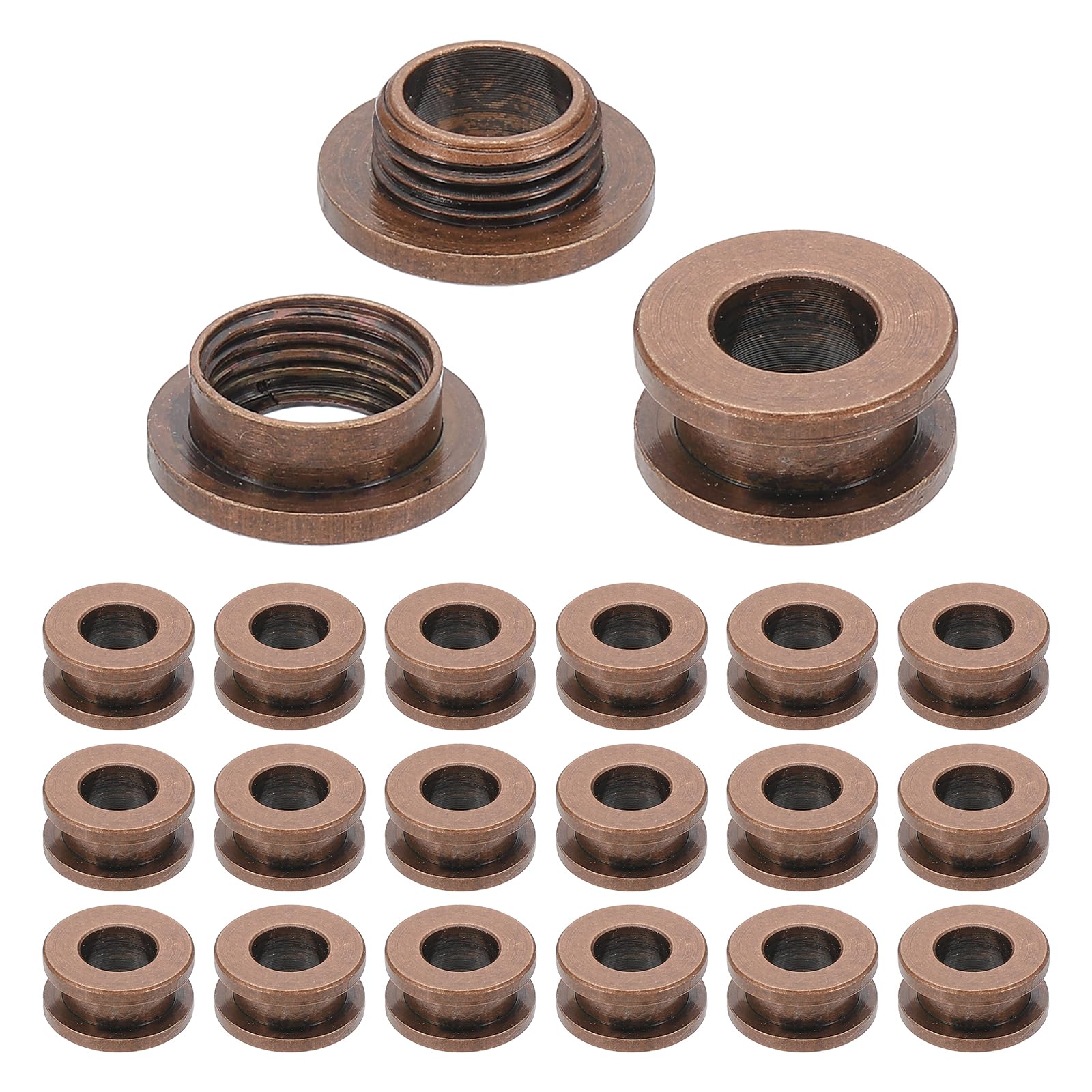 PATIKIL 8mm(1/3 inch) Solid Brass Hole Eyelets, 20 Pcs Flat Self Backing Grommets with Washer for Shoes Clothes Crafts Bag Leather Craft, Red Bronze
