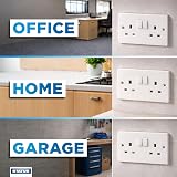 Status 13A Double Gang Switched Wall Socket White UK Plug Faceplate view 6