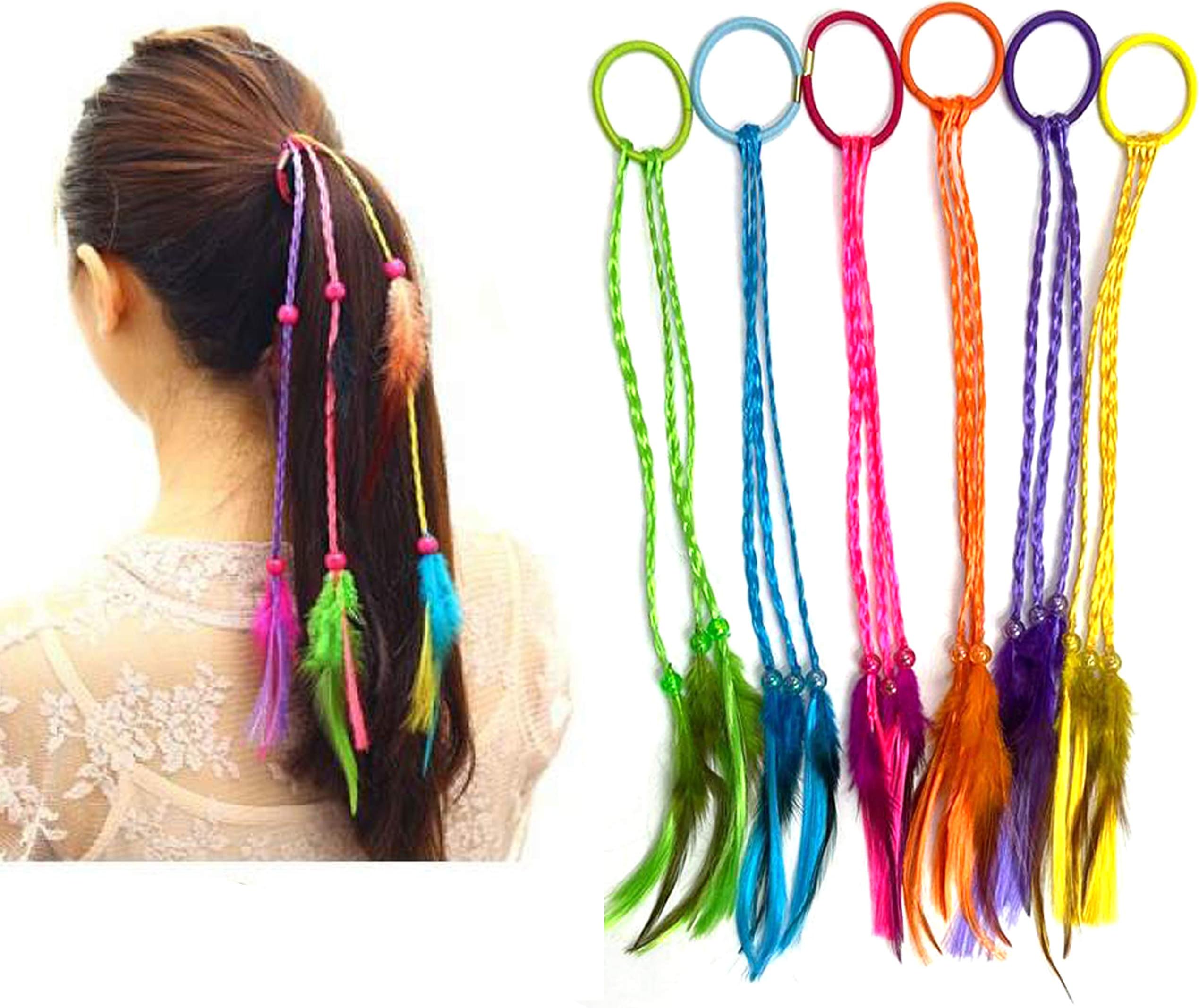 Multicolour Twist Braid Rope with Rubber Band Headdress for Women -Set of 6