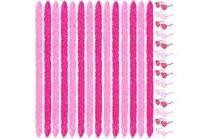 Sdfvsdg 5 Ft 14Pcs Feather Boas and 14Pcs Heart Sunglasses Set Artificial Fluffy Boas for Party Bulk Women Bachelorette Party