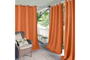 Elrene Home Fashions Connor Solid Indoor/Outdoor Curtain, Single Panel, 52 inches X 84 inches, Orange