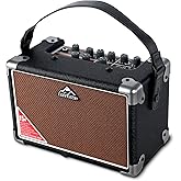 EASTROCK 15W Electric Guitar Amp, EGA-15W Portable Guitar Amplifier with Bluetooth, Built-in Looper & Drum Machine Speaker, AUX/OTG/Headphone, 8 Voices, FX Effects-Black
