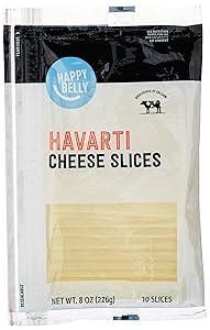 Amazon Brand - Happy Belly Sliced Havarti Cheese (10 Slices), 8 Ounces