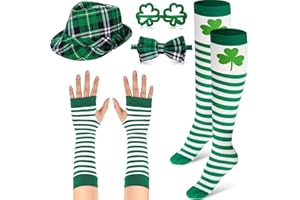 SATINIOR 5 Pcs St. Patrick's Day Party Costume Accessories Hat Bow Tie Arm Warmer Gloves Knee Socks Sunglasses for Women Girl