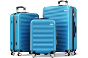 Strenforce Suitcase Set, Lightweight 3 Piece Luggage Set, ABS, Spinner Wheels, TSA Lock, Lake Blue, 20/24/28 inch