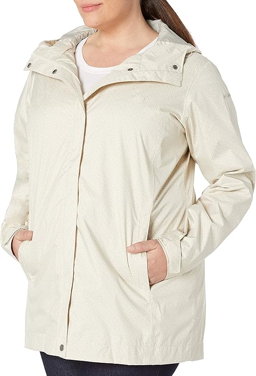 Columbia Women's Splash A Little Rain Jacket (Plus Size), Chalk Lace