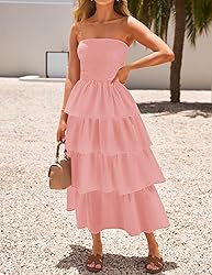 ZESICA Women‘s Summer Boho Strapless Maxi Dress