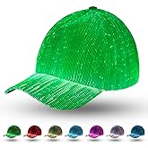 LIOVODE LED Hat, 7 Colors Baseball Cap Light Up Rave Hat Fiber Optic Luminous USB Charge Neon Costume Gift for Men Women