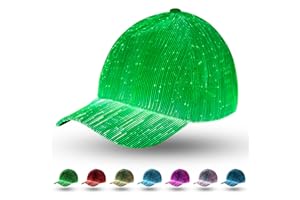 LIOVODE LED Hat, 7 Colors Baseball Cap Light Up Rave Hat Fiber Optic Luminous USB Charge Neon Costume Gift for Men Women