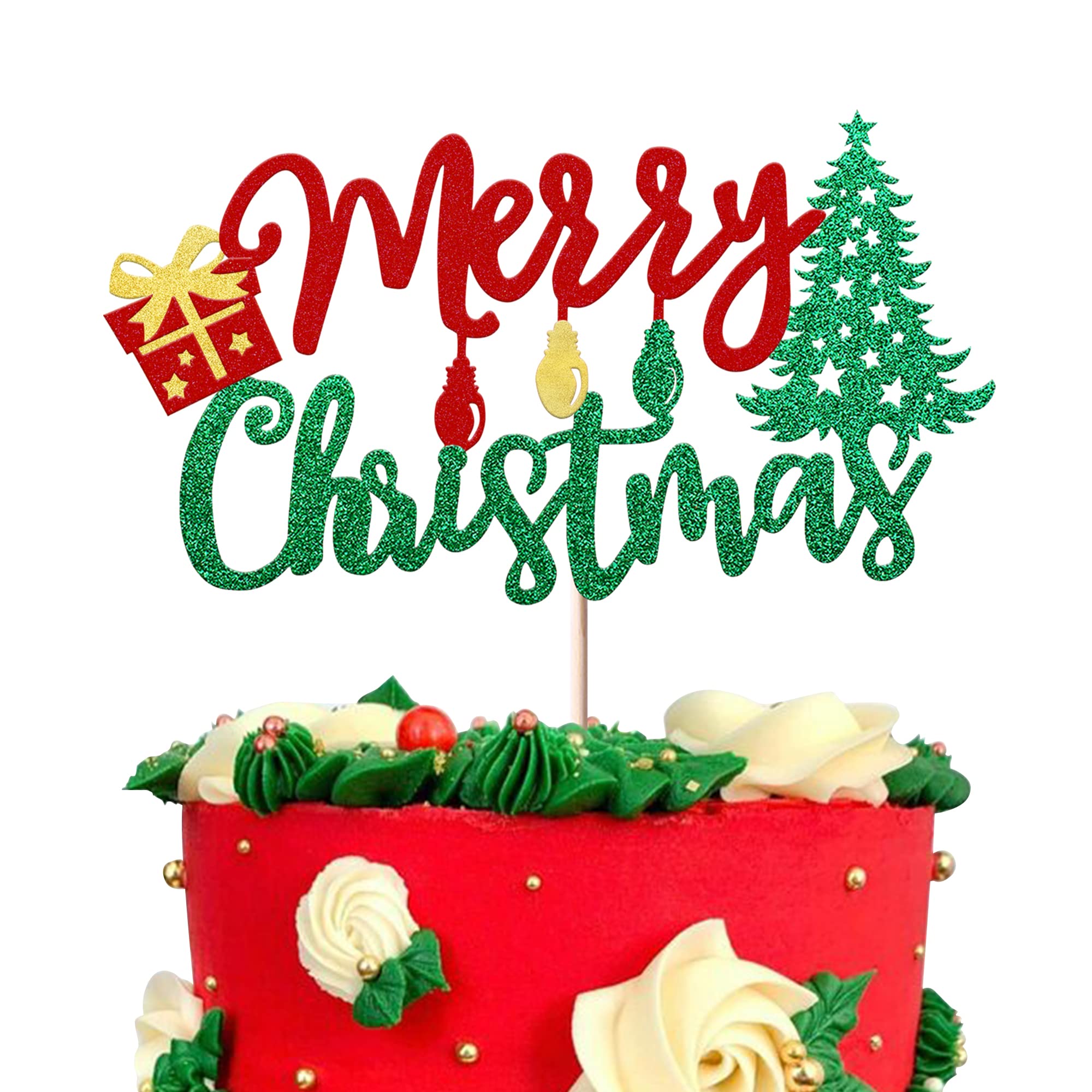 Xsstarmi 24 Pack Merry Christmas Cupcake Toppers UKXM220