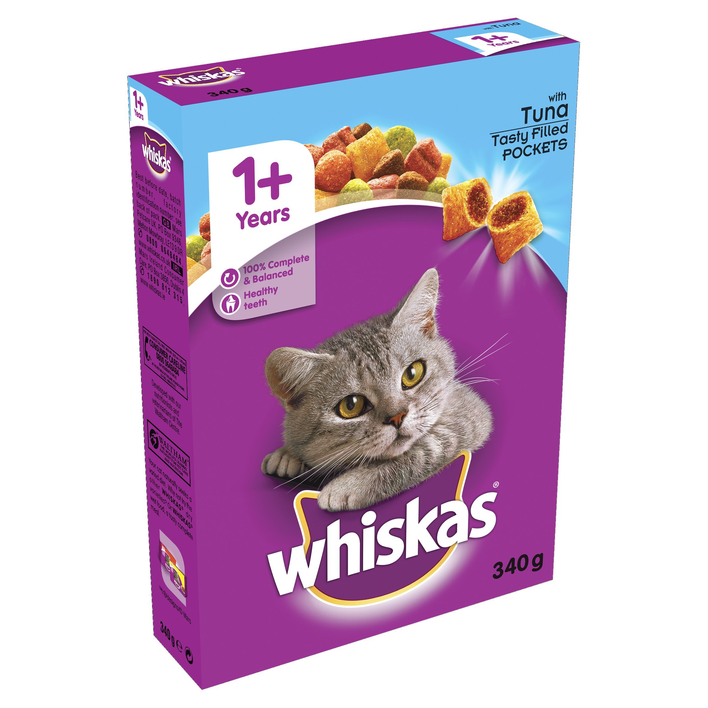 Whiskas Dry Cat Food with Tuna, Adult 1+ Complete, 340g