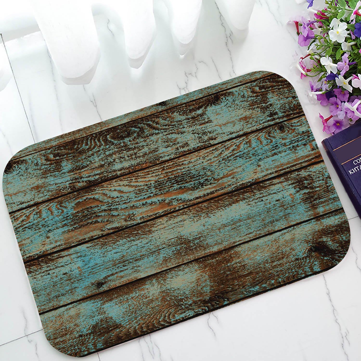 Custom Vintage Rustic Old Barn Wood Door Mats Cover Non-Slip Machine Washable Outdoor Indoor Doormat 23.6x15.7inch