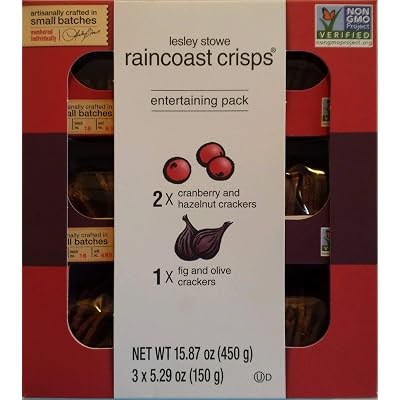 Lesley Stowe Raincoast Crisps Entertaining Variety 3-Pack Artisan Crackers Non-GMO 2 Cranberry &amp;amp;amp; Hazelnut, 1 Fig &amp;amp;amp; Olive