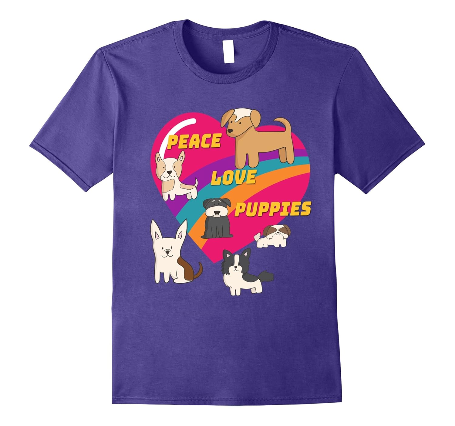 Peace Love Puppies Heart T Shirt-ANZ