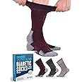 Doctor's Select Bamboo Viscose Diabetic Socks for Men - 3 Pairs Crew Diabetic Neuropathy Socks for Men | Mens Diabetic Socks