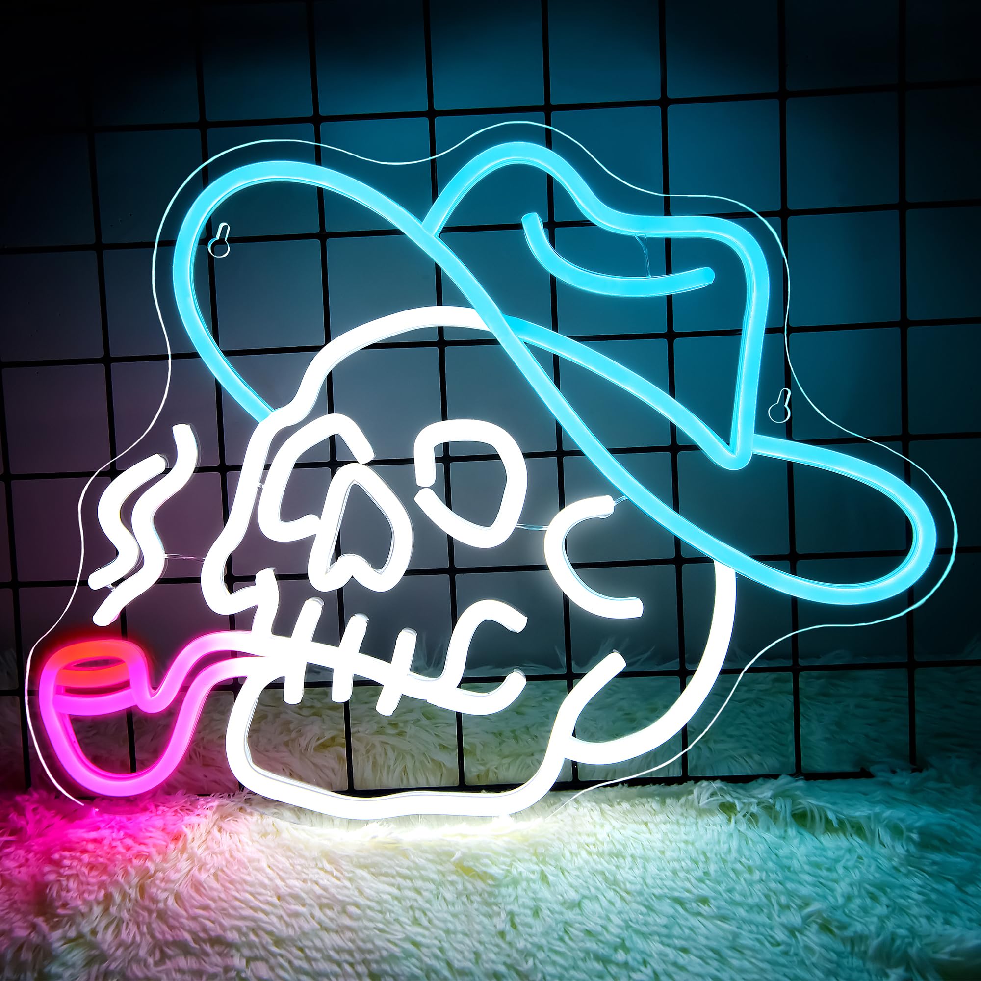 SHENEON Skull Smoking Neon Sign for Halloween,Cowboy Skeleton Skull Neon Sign for Wall Decor,Skull LED Neon Light for Bar,Party,Man Cave,Halloween,Christmas Gifts,Size 14.6 * 13.4(XD032)