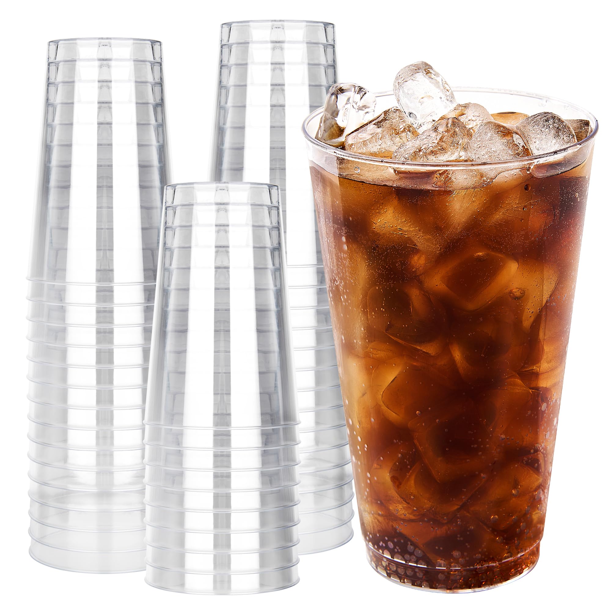 RACETOP 16 oz 100 Pack Disposable Plastic Cups, Disposable Clear Plastic Cups for Parties, Weddings, Gatherings, and Festival Events Image