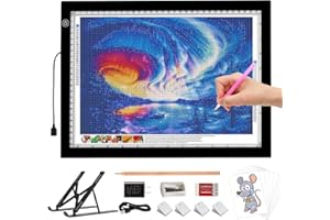 A4 LED Light Box for Tracing, elice Artist Drawing Lightbox Light Table Light Pad Light Copy Board, Up to 8000 Lux Super Bright Lightpad for Cricut Weeding Vinyl, Diamond Painting, Sketching (Black)