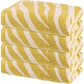 uxcell 4 Pcs Bathroom Hand Towels Yellow Soft Absorbent Face Towels Cotton Wash Cloths 13 x 29 Inch Kitchen Hand Towels for Bathroom Gym Drying Hand Face Hair (Tiger Stripe)