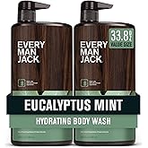 Every Man Jack Eucalyptus Mint Hydrating Mens Body Wash for All Skin Types - Cleanse, Nourish, and Hydrate Skin with Naturally Derived Ingredients - Paraben Free, Phthalate Free, Dye Free - 33.8oz
